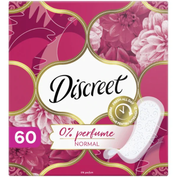 DISCREET ABSORBANTE ZILNICE 60BUC NORMAL NO PARFUME DISCREET ABSORBANTE ZILNICE 60BUC NORMAL NO PARFUME