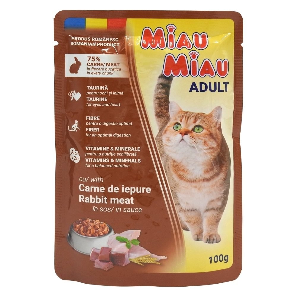 MIAU MIAU HRANA PISICI IN SOS PLIC 100G IEPURE IN SOS